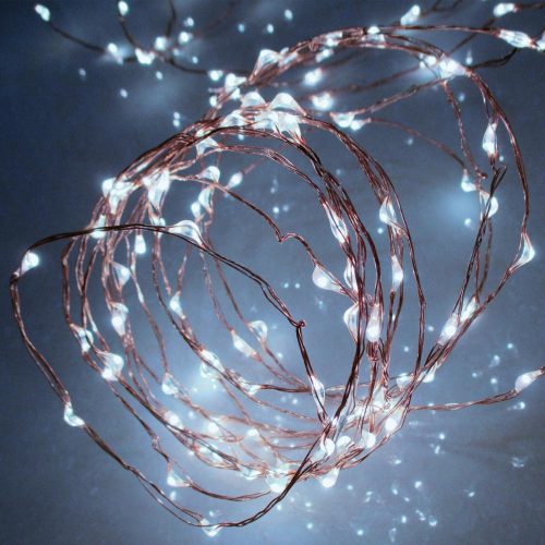 SOMOGYI Home ML 160/WH micro LED-es fényfüzér, 15,9 m / 160 db hidegfehér micro LED, állófényű, vékony vezeték, hálózati adapter, kül- és beltéri kivitel