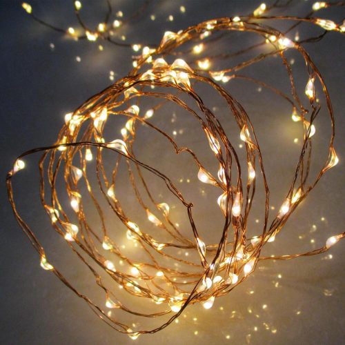 SOMOGYI Home ML 160/WW micro LED-es fényfüzér, 15,9 m / 160 db melegfehér micro LED, állófényű, vékony vezeték, hálózati adapter, kül- és beltéri kivitel