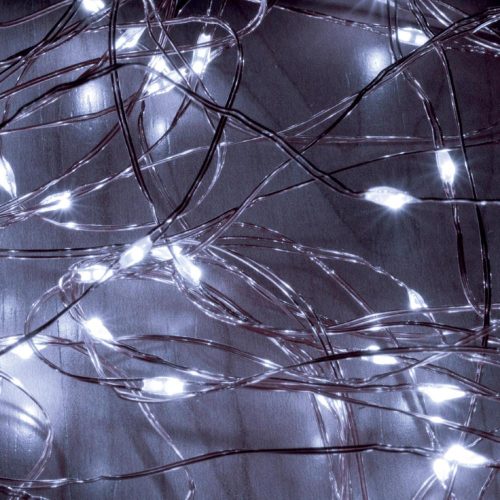 SOMOGYI Home ML 200/WH micro LED-es fényfüzér-köteg, 200 db hidegfehér micro LED, 10 ágú, vékony, ezüstszínű vezeték, hálózati adapter, kül- és beltéri kivitel