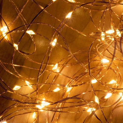 SOMOGYI Home ML 200/WW micro LED-es fényfüzér-köteg, 200 db melegfehér micro LED, 10 ágú, vékony, ezüstszínű vezeték, hálózati adapter, kül- és beltéri kivitel