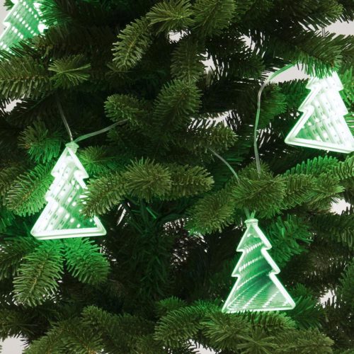 SOMOGYI Home MRLC 6/T LED-es tükördísz fényfüzér, 1 m / 72 db hidegfehér LED, alagúthatású fenyődísszel, állófényű, átlátszó vezeték, elemes, beltéri kivitel