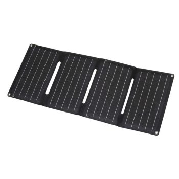   SOMOGYI HOME MSC20W hordozható napelemes USB töltő, összecsukható, 20Watt, USB-A + USB-C + DC kimenet, PD gyorstöltés, LED töltésjelző, felakasztható, tartozék karabinerekkel