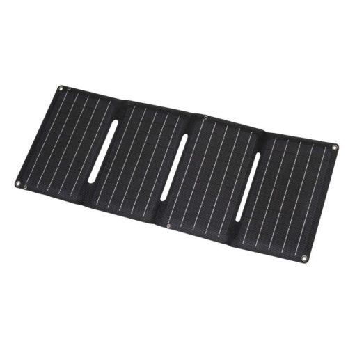 SOMOGYI HOME MSC20W hordozható napelemes USB töltő, összecsukható, 20Watt, USB-A + USB-C + DC kimenet, PD gyorstöltés, LED töltésjelző, felakasztható, tartozék karabinerekkel