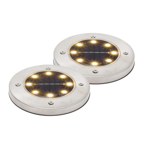 SOMOGYI Home MX626WW napelemes kerti lámpa, 2 db-os szett, 8 db melegfehér LED, akkumulátor, acél és műanyag