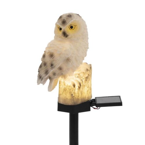 SOMOGYI Home MX671B napelemes kerti bagoly lámpa, 1 db melegfehér LED, akkumulátor, műgyanta, leszúrható