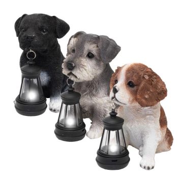   SOMOGYI Home MX672 napelemes kerti lámpa, kutyák lámpással, 1db melegfehér LED, akkumulátor, műgyanta, 6 db-os display