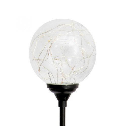 SOMOGYI Home MX 624 napelemes kerti lámpa, 20 microLED, üveg, időjárásálló, automatikus, melegfehér