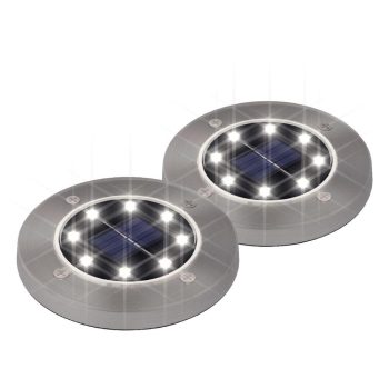   SOMOGYI Home MX 626/2 napelemes kerti lámpa szett, 2 db, fém és műanyag, 8 db SMD LED, automatikus, időjárásálló