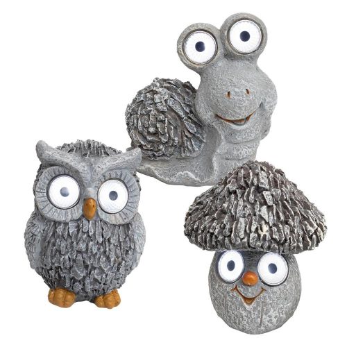SOMOGYI Home MX 639 napelemes kerti lámpa, gomba / bagoly / csiga, 2 db fehér LED, automatikus, akkumulátoros