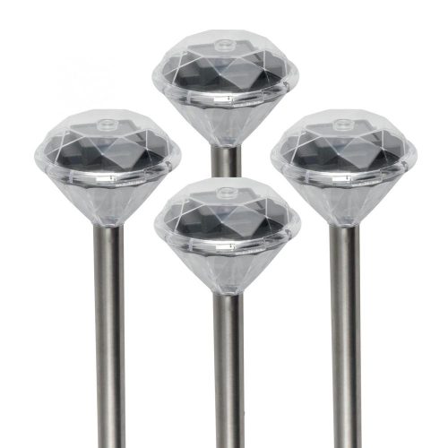 SOMOGYI Home MX 802/4 napelemes kerti lámpa szett, 4 db, 1 db LED, fém és műanyag, automatikus, kristáylszerű fej