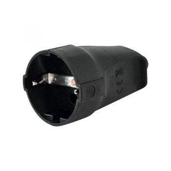   SOMOGYI Home NEA 1/BK földelt aljzat egyenes kábelvezetéssel, aljzat gyermekvédelemmel, rugalmas törésgátlóval, 3680 W, fekete