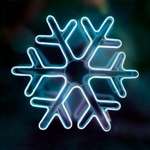 SOMOGYI Home NEON 2 hókristály figura, LED-es neon fény, két oldalú, fém váz, IP44, kültéri, beltéri, jégkék