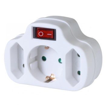   SOMOGYI Hálózati elosztó, kapcsolós 3 aljzat ( 1 földelt + 2 euró )