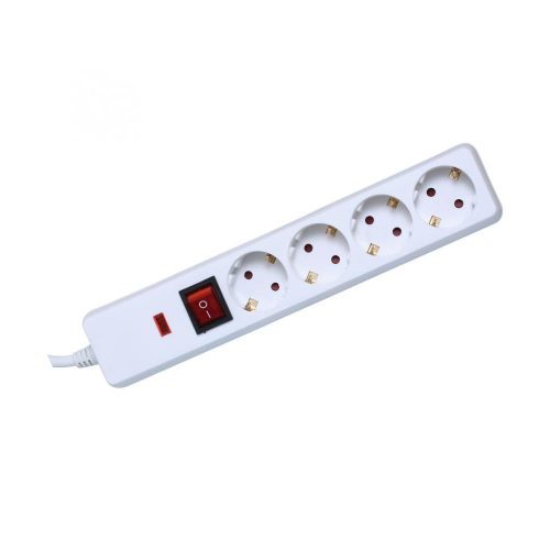 SOMOGYI Home NVT 04K/WH túlfeszültség védett hálózati elosztó, 1,5 m, kapcsolós, H05VV-F 3G1,5 mm2 kábel, IP20 kivitel, 4 aljzat, max. 3500W