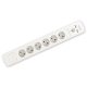 SOMOGYI Home NVT 06K USB/WH túlfeszültség védett hálózati elosztó, 1,4 m, kapcsolós, H05VV-F 3G1,5 mm2 kábel, 6 aljzat, max. 3680W, falra akasztható, USB töltőaljzatok