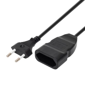   SOMOGYI Home NV 12-5/BK EURO kéteres hosszabbító, 5 m,  H03VVH2-F 2x0,75 mm2 kábel, 250V~/2,5A/max.575W, fekete színű