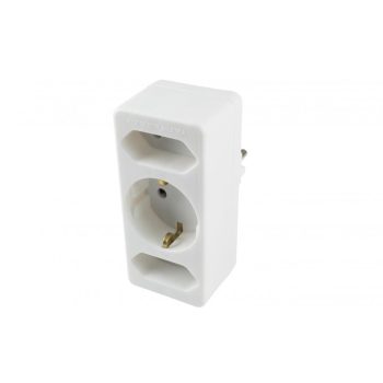   SOMOGYI Home NV 13/WH hálózati elosztó, 3 aljzat, 1 védőérintkezős aljzat (max. 3680W), 2 EURO aljzat (max. 3500W), fehér