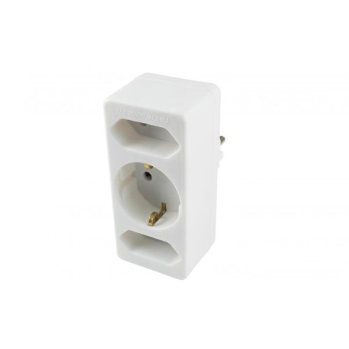 SOMOGYI Home NV 13/WH hálózati elosztó, 3 aljzat, 1 védőérintkezős aljzat (max. 3680W), 2 EURO aljzat (max. 3500W), fehér