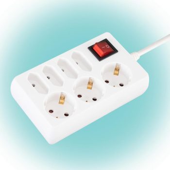   SOMOGYI Home NV 17/WH hálózati elosztó, 1,5 m, H05VV-F 3G1,0 mm2 kábel, kapcsolós, IP20 kivitel, 3 védőérintkezős és 4 euro aljzat, max. 3500W, fehér