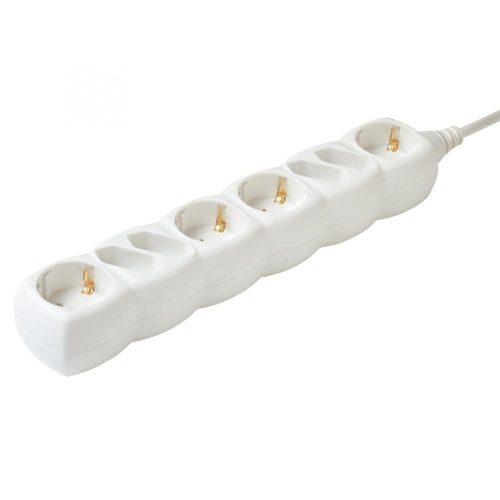 SOMOGYI Home NV 18-3/WH/1,5 hálózati elosztó, 3 m, H05VV-F 3G1,5 mm2 kábel, IP 20 kivitel, 4 védőérintkezős és 4 euro aljzat, max. 3500W, fehér