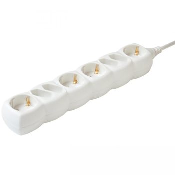   SOMOGYI Home NV 18/WH hálózati elosztó, 1,5 m, H05VV-F 3G1,0 mm2 kábel, IP 20 kivitel, 4 védőérintkezős és 4 euro aljzat, max. 3500W, fehér