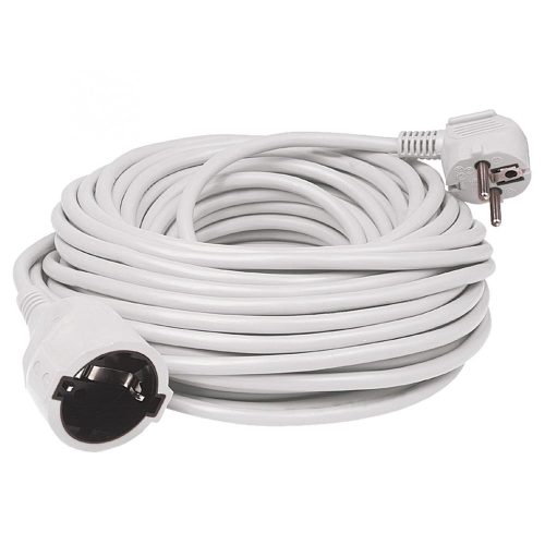 SOMOGYI Home NV 2-30/WH/1,5 hosszabbító, 30 m, H05VV-F 3G1,5 mm2 kábel, IP 20 kivitel, 250V~/16A/3680W, pipa alakú dugó és egyenes lengő aljzat, fehér színű