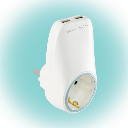 SOMOGYI Home NV 2100 USB hálózati aljzat USB töltőaljzatokkal, 2xUSB töltőaljzat 5V/max.2,1A, földelt hálózati aljzat gyermekvédő zsaluval