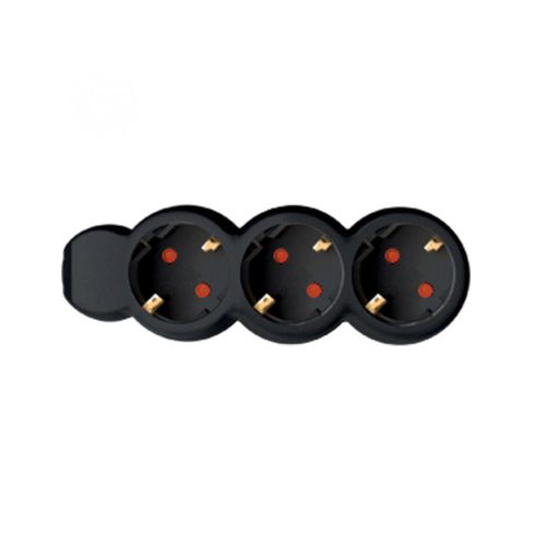 SOMOGYI Home NV 3/BK hálózati elosztó, 1,5 m, H05VV-F 3G1,0 mm2 kábel, IP20 kivitel, 3 védőérintkezős aljzat, max. 3500W, fekete