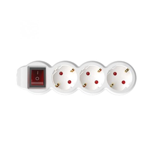 SOMOGYI Home NV 3K-10/WH/1,5 hálózati elosztó, 10 m, H05VV-F 3G1,5 mm2 kábel, kétpólusú kapcsoló, IP20 kivitel, 3 védőérintkezős aljzat, max. 3500W, fehér