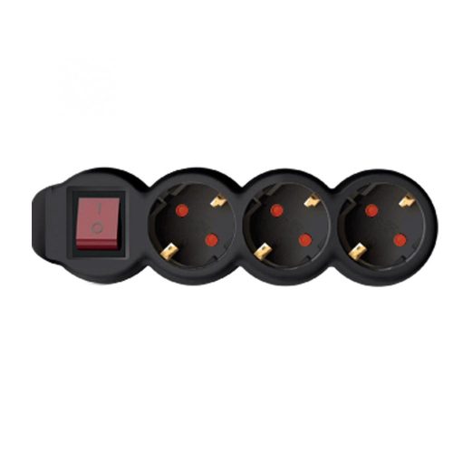 SOMOGYI Home NV 3K-3/BK/1,5 hálózati elosztó, 3 m, H05VV-F 3G1,5 mm2 kábel, kétpólusú kapcsoló, IP20 kivitel, 3 védőérintkezős aljzat, max. 3500W, fekete