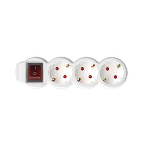 SOMOGYI Home NV 3K/WH/1,5 hálózati elosztó, 1,5 m, H05VV-F 3G1,5 mm2 kábel, kétpólusú kapcsoló, IP20 kivitel, 3 védőérintkezős aljzat, max. 3500W, fehér
