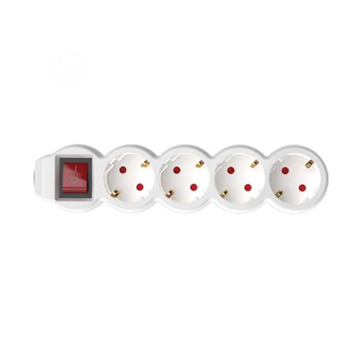 SOMOGYI Home NV 4K-3/WH/1,5 hálózati elosztó, 3 m, H05VV-F 3G1,5 mm2 kábel, kétpólusú kapcsoló, IP20 kivitel, 4 védőérintkezős aljzat, max. 3500W, fehér