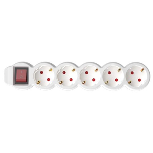 SOMOGYI Home NV 5K-3/WH/1,5 hálózati elosztó, 3 m, H05VV-F 3G1,5 mm2 kábel, kétpólusú kapcsoló, IP20 kivitel, 5 védőérintkezős aljzat, max. 3500W, fehér