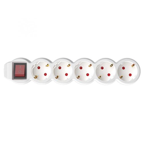 SOMOGYI Home NV 5K/WH hálózati elosztó, 1,5 m, H05VV-F 3G1,0 mm2 kábel, kétpólusú kapcsoló, IP20 kivitel, 5 védőérintkezős aljzat, max. 3500W, fehér