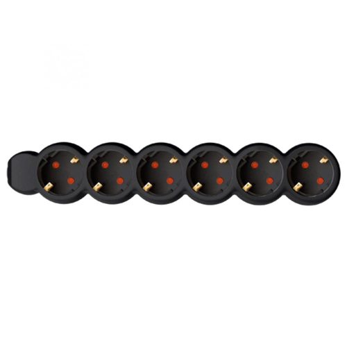 SOMOGYI Home NV 6/BK hálózati elosztó, 1,5 m, H05VV-F 3G1,0 mm2 kábel, IP20 kivitel, 6 védőérintkezős aljzat, max. 3500W, fekete