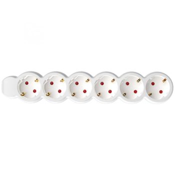   SOMOGYI Home NV 6/WH hálózati elosztó, 1,5 m, H05VV-F 3G1,0 mm2 kábel, IP20 kivitel, 6 védőérintkezős aljzat, max. 3500W, fehér