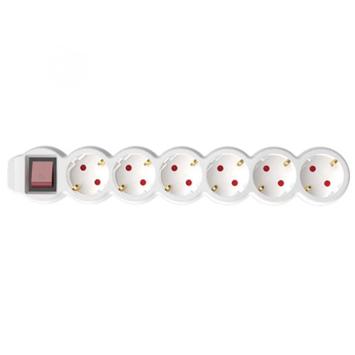 SOMOGYI Home NV 6K-5/WH/1,5 hálózati elosztó, 5 m, H05VV-F 3G1,5 mm2 kábel, kétpólusú kapcsoló, IP20 kivitel, 6 védőérintkezős aljzat, max. 3500W, fehér