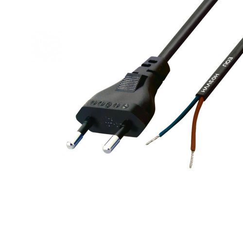 SOMOGYI Home N 2/VDE hálózati csatlakozókábel, 1,5 m, H03VVH2-F 2x0,75 mm2 kábel, ónozott véggel, max.500W, fekete
