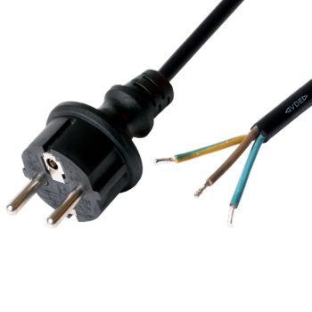   SOMOGYI Home N 8-3/1,5 hálózati csatlakozókábel, 3 m, H05RR-F3G1,5mm2 gumikábellel,  IP44 csatlakozódugó, védőérintkezős, max.3680W, fekete