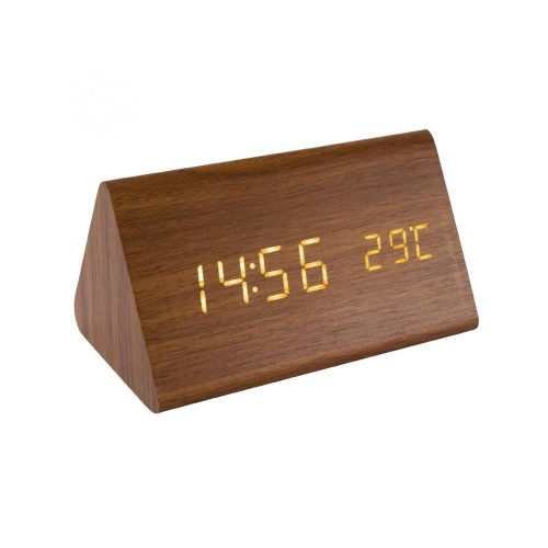 SOMOGYI Home OC 05 digitális LED ébresztőóra, valódi faburkolat, tapsra aktiválható kijelző, dátum és hőmérséklet kijelzés, elemes vagy hálózati tápellátás