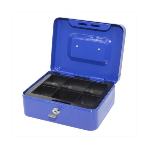 SOMOGYI Bluering PNZK3 fém pénzkazetta, 6 rekeszes, 2 kulcs, kék