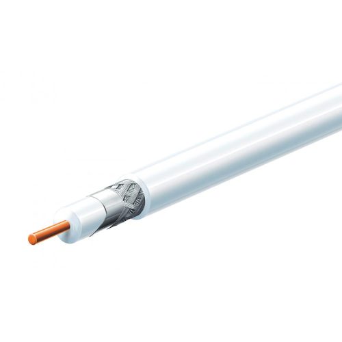 SOMOGYI Home RG 6U-500/WH koax kábel, 75 Ohm, PVC és PE szigetelés, réz bevonatú acél ér, 48 szál rézharisnya, alumínium + PET fólia, 500m, fehér