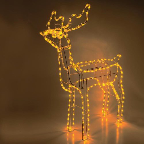 SOMOGYI Home ROPE 1 szarvas figura, borostyánszínű LED, fém váz, talpra hajtható, IP44, kültéri, beltéri