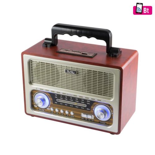 SOMOGYI SAL RRT3 retro táskarádió, stereo multimédia lejátszó, BT, USB/microSD, AUX, 3-sávos rádió, hálózati/elemes
