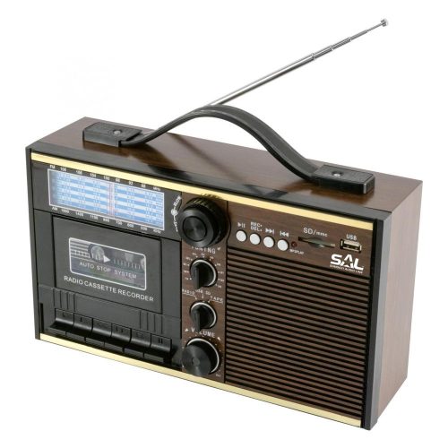 SOMOGYI SAL RRT 11B retro kazettás rádió, multimédia lejátszó, kazettás magnó, beépített mikrofon, hangrögzítés, AUX, USB/MicroSD