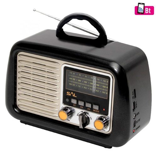 SOMOGYI SAL RRT 2B retro táskarádió, multimédia lejátszó, 4 in 1, BT, USB/MicroSD, FM rádió, AUX, ~20 óra üzemidő