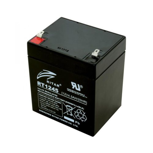 SOMOGYI Ritar RT 1245E ólomakkumulátor, 12V/4,5 Ah, 5 éves élettartam, zárt konstrukció,