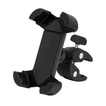   SOMOGYI SAL SA065 kerékpáros, rolleres mobiltartó, masszív tartóbilincs, biztonsági retesz, védett sarokelemek, gumi és szilikonbetétek, 18 - 45 mm kormányátmérőre