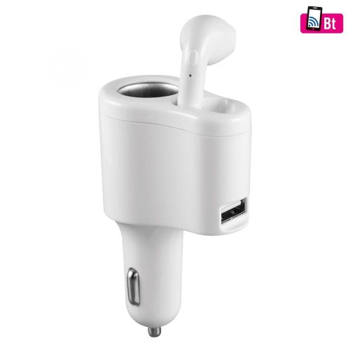 SOMOGYI SAL SABT 31 fülhallgató autós töltővel, 3 in 1, mono headset, 3,1 A gyorstöltő, ~2 óra üzemidő