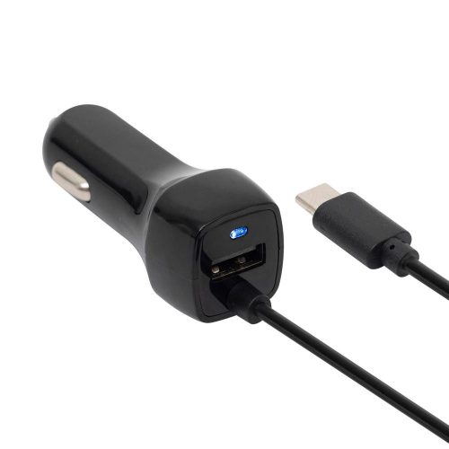 SOMOGYI SAL SAU 24C autós USB töltő 2in1, 2 készülék, USB, USB-C, 2,4 A összesen